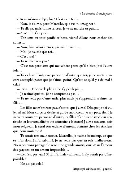 Page 33, extrait de la version littéraire du film: Les chemins de nulle part, parfaitement fidèle à l'action et dialogues originaux du scénario, Pl éditeur, France